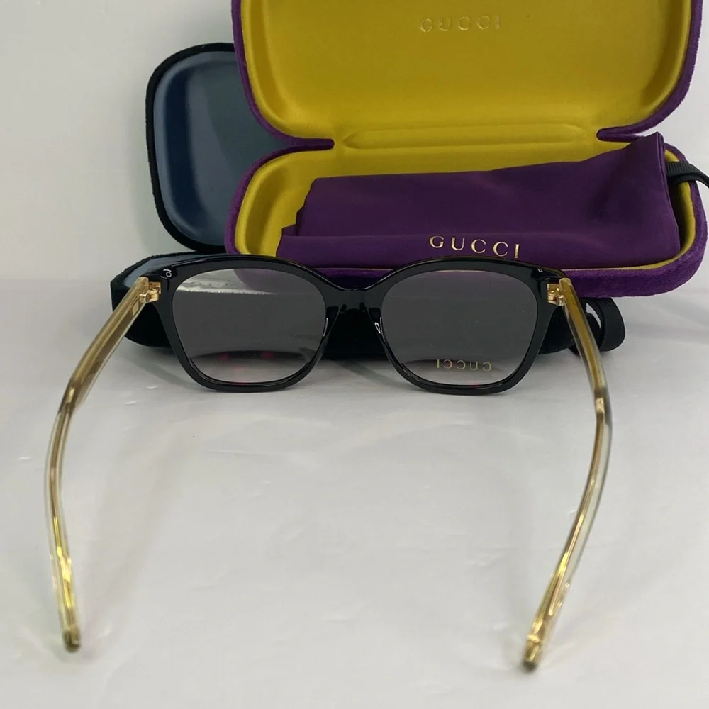 Gucci Seasonal-Icon GG0566O 001 Eyeglasses unisex Black/Crystal 52-18-140mm